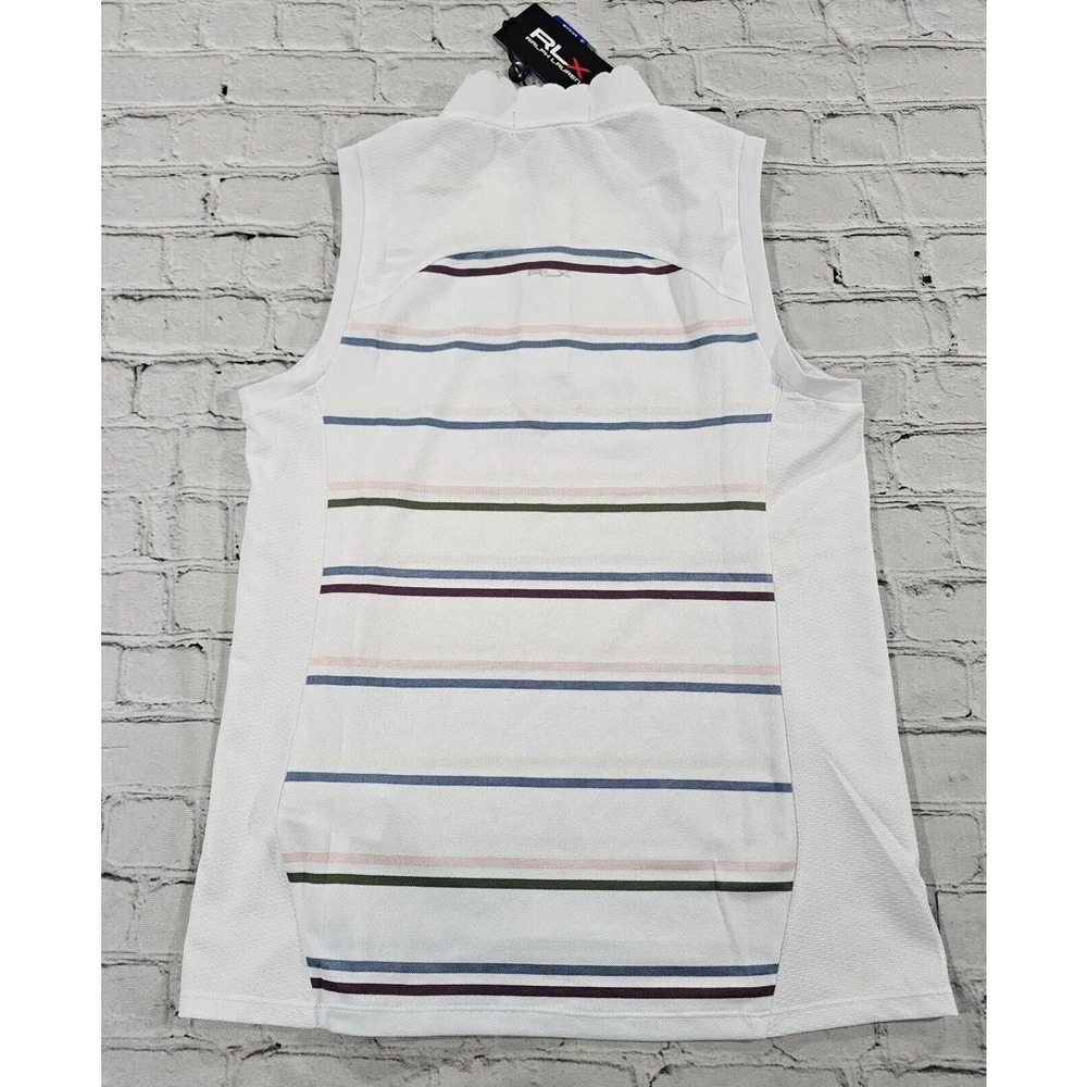 RLX Ralph Lauren Golf Tennis Sleeveless 1/2 Zip Polo Shirt Striped WOMENS SZ S - Picture 6 of 7